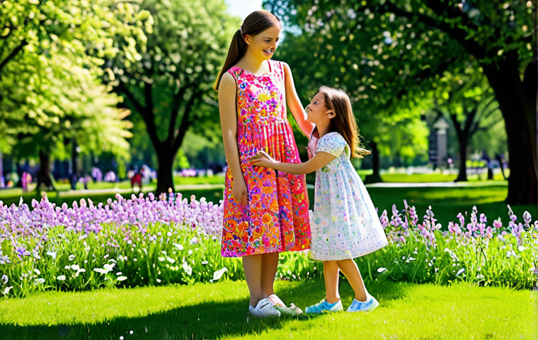 **
"A young girl with bright, curious eyes, fully clothed in a modest, colorful sundress, playing with her best friend in a sun-drenched park filled with blooming flowers, appropriate attire, safe for work, perfect anatomy, natural proportions, vibrant colors, family-friendly, professional photography, high quality, cheerful atmosphere."
**