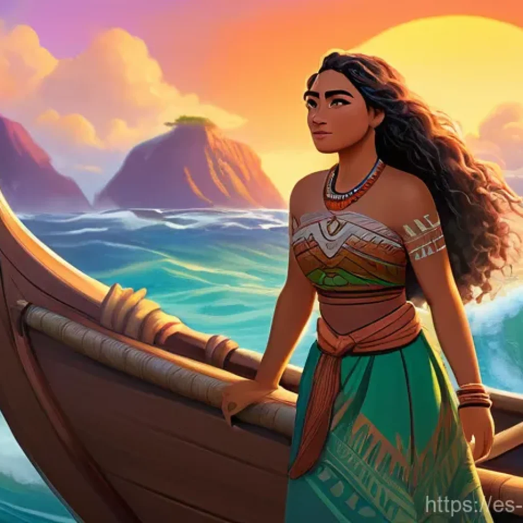 소피루비와 비슷한 캐릭터 - **Prompt 1: Moana's Journey of Self-Discovery**
    An animated scene depicting Moana Waialiki, a yo...
