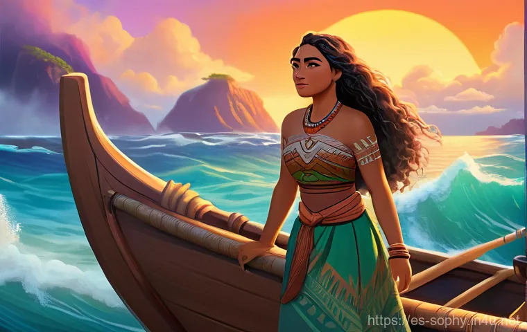 소피루비와 비슷한 캐릭터 - **Prompt 1: Moana's Journey of Self-Discovery**
An animated scene depicting Moana Waialiki, a yo...