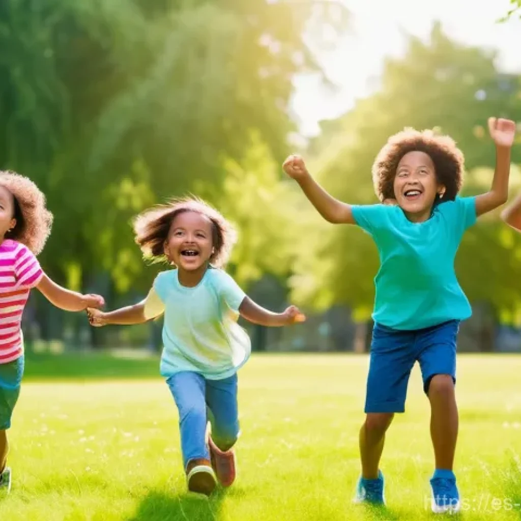 소피루비 주제곡 - **Prompt:** A vibrant, joyful scene featuring a diverse group of children, aged 4-8 years old, energ...