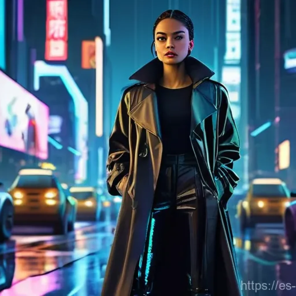 소피루비를 소재로 한 팬픽션 - **Prompt 1: Sophie Ruby, Cyberpunk Detective**
"A full-body shot of Sophie Ruby as a determined ...