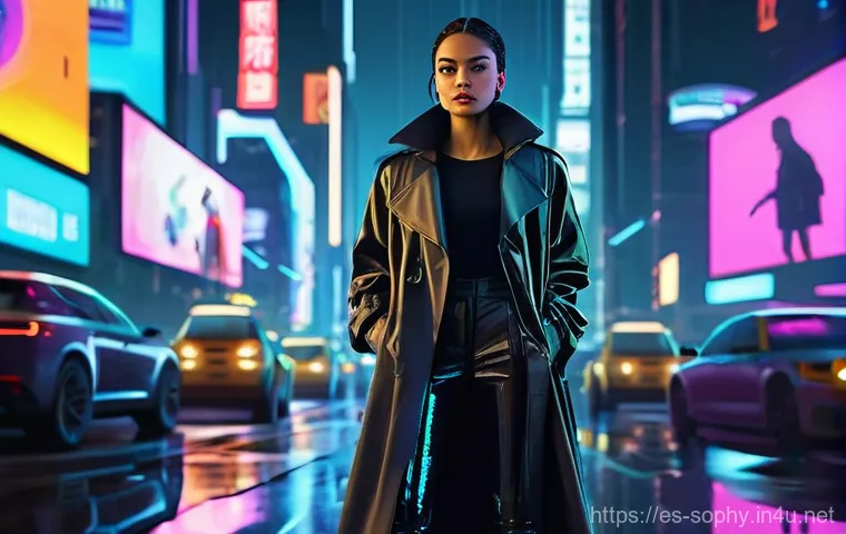 소피루비를 소재로 한 팬픽션 - **Prompt 1: Sophie Ruby, Cyberpunk Detective**
    "A full-body shot of Sophie Ruby as a determined ...