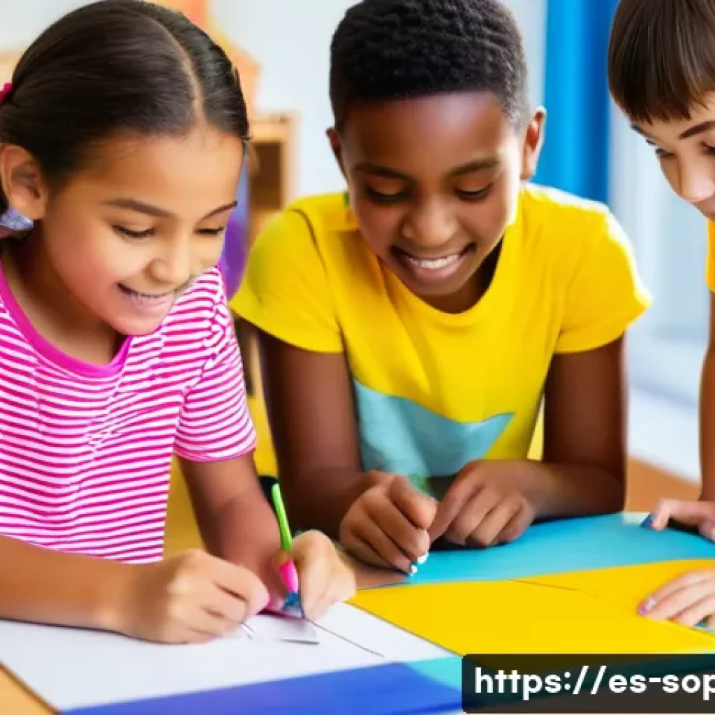소피루비의 어린이 대상 코칭 - **Prompt:** A vibrant and dynamic image featuring three diverse children, approximately 9 to 11 year...