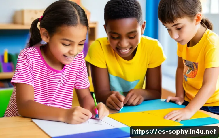 소피루비의 어린이 대상 코칭 - **Prompt:** A vibrant and dynamic image featuring three diverse children, approximately 9 to 11 year...