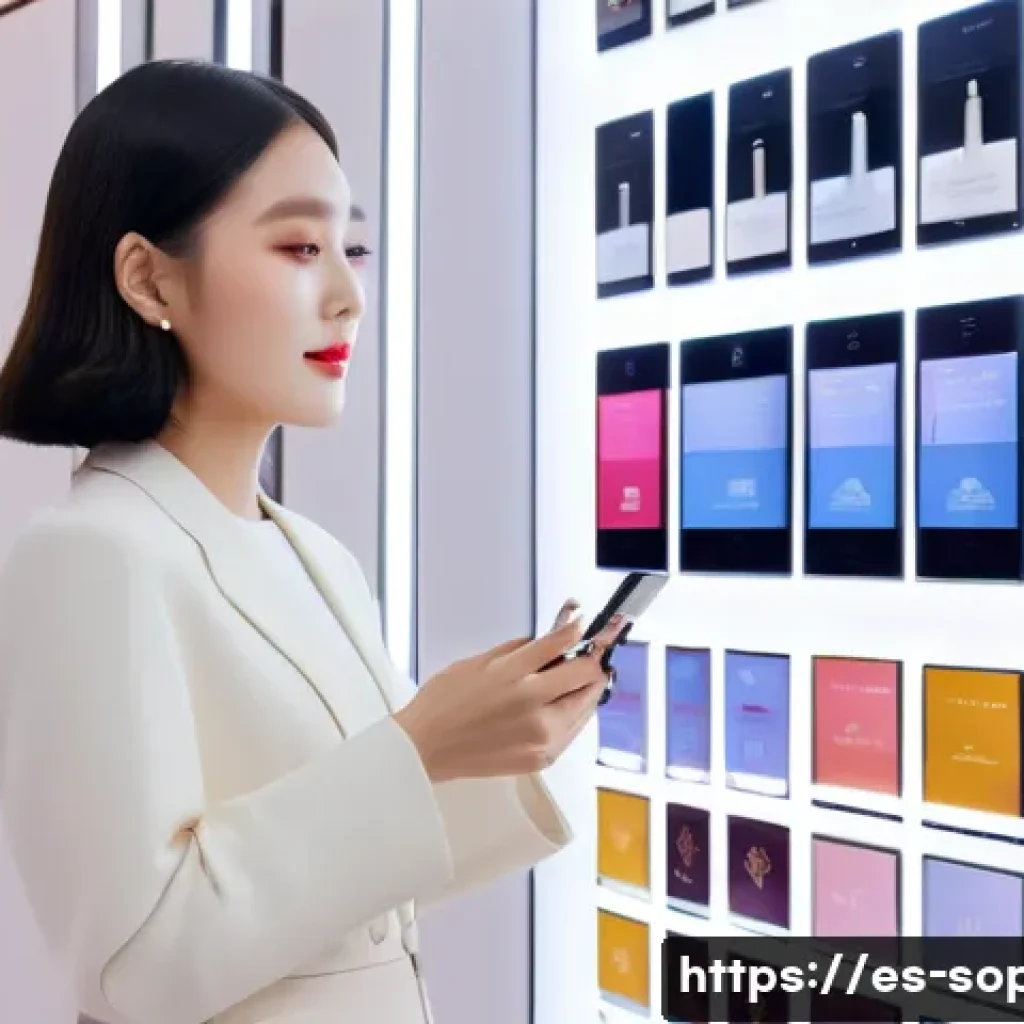 소피루비 한국 시장 반응 - A stylish young Korean woman shopping in a trendy Seoul boutique, wearing fashionable clothes and li...
