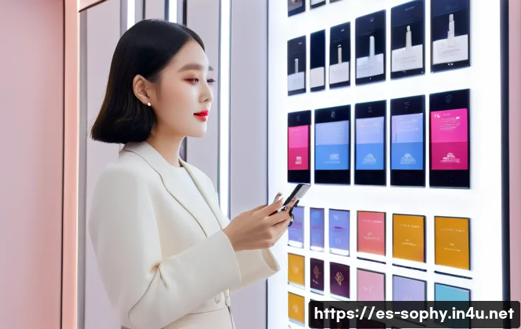 소피루비 한국 시장 반응 - A stylish young Korean woman shopping in a trendy Seoul boutique, wearing fashionable clothes and li...