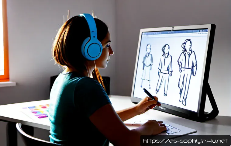 소피루비 애니메이션 편집기법 - Photorealistic animation editor’s workspace in a bright contemporary studio in Madrid, focused on a ...
